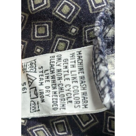 Geoffrey Beene Rayon Shirt L Black Geometric Print Short Sleeve Relaxed Fit - Picture 4 of 7